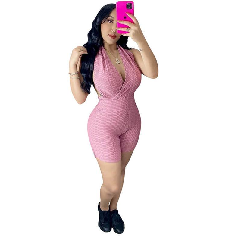 Sleeveless Romper Womens-pink-front view