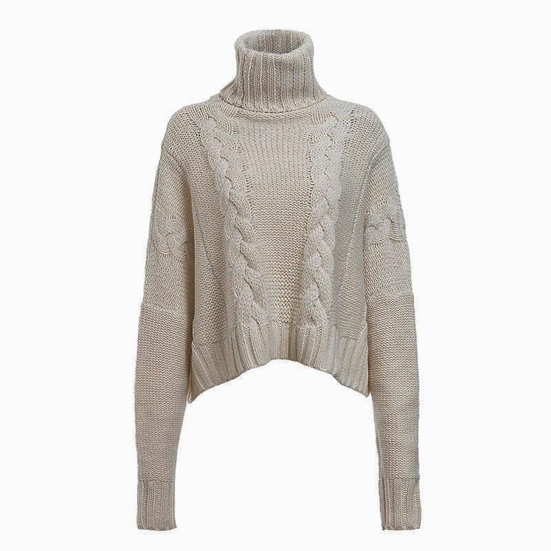Plus Size White Sweater - khaki color