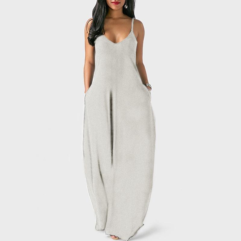 Plus Size Sleeveless Maxi Dresses - Gray color
