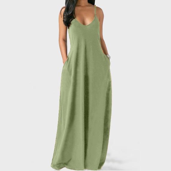 Sleeveless Plus Size Maxi Dresses Green