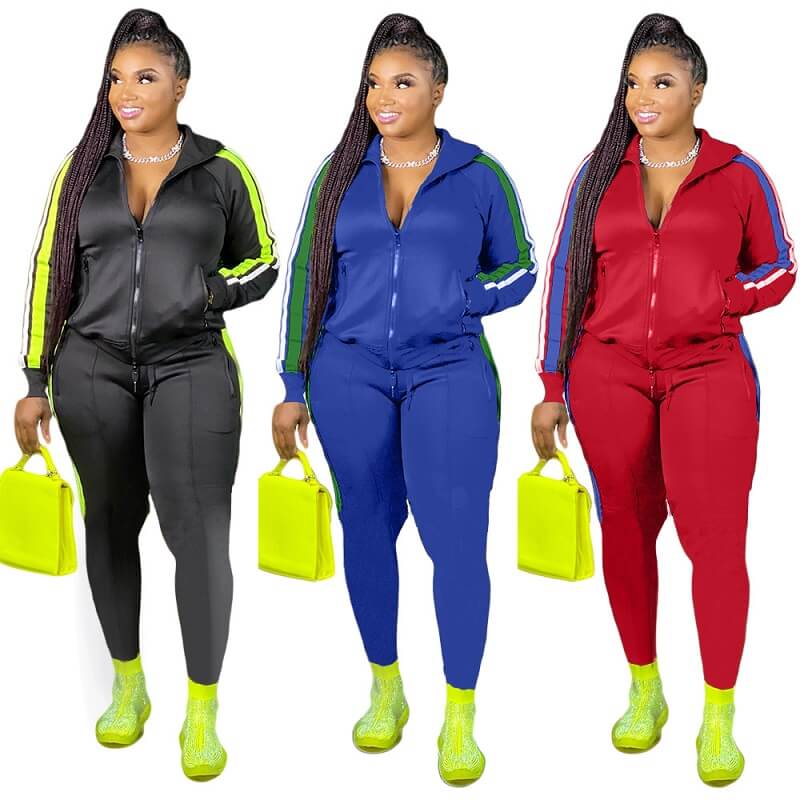 Plus Size Two-piece Casual Suit - three  colors