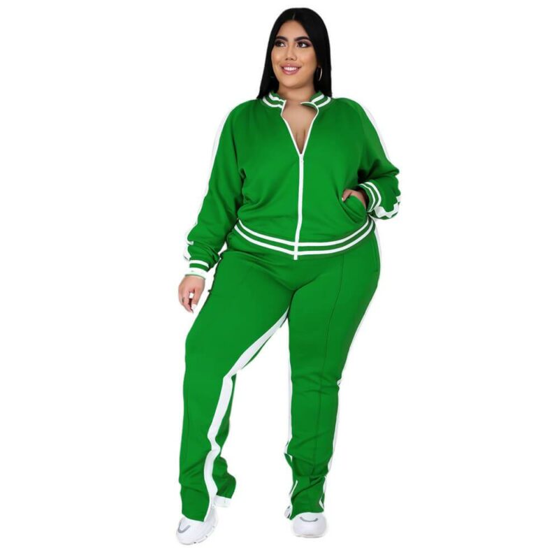 plus size two piece sweatsuit - deep green color