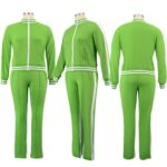 Plus Size Two Piece Sweatsuit - light green color model picture