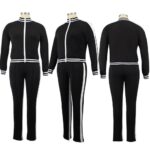 Plus Size Two Piece Sweatsuit - black color model picture