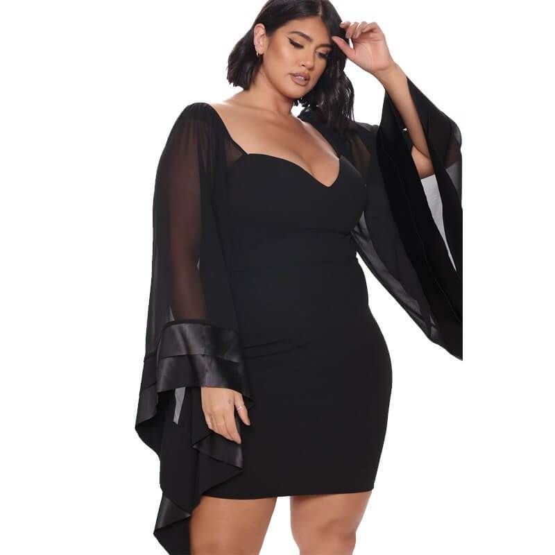 Plus Size Mesh Dress - black side