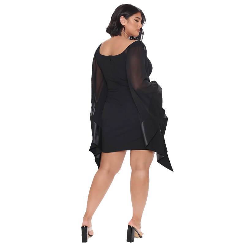 Plus Size Mesh Dress - black back