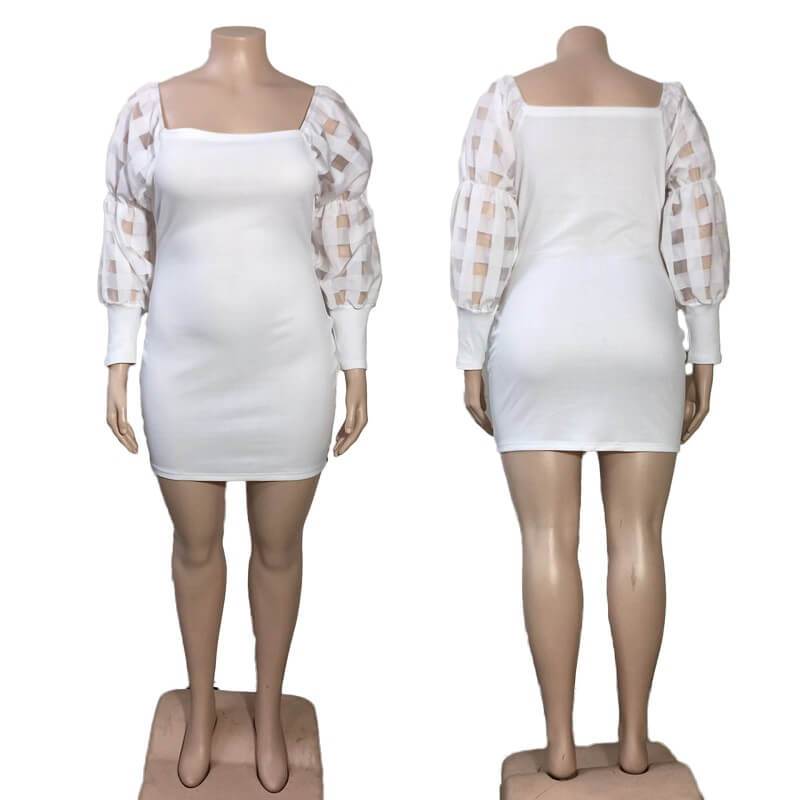 Plus Size White Lace Dress - model picture