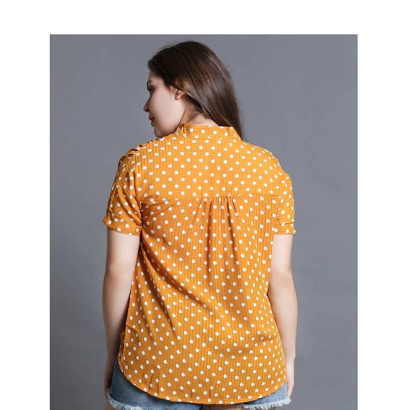 plus size polka dot blouse - yellow back