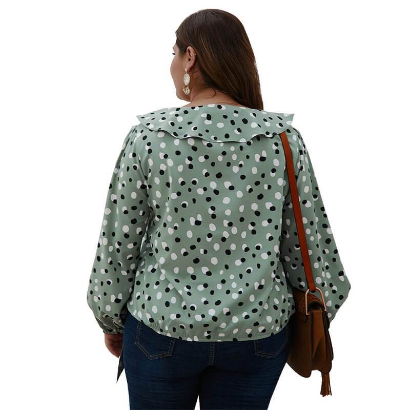 Bow Tie Blouse Plus Size - army green back