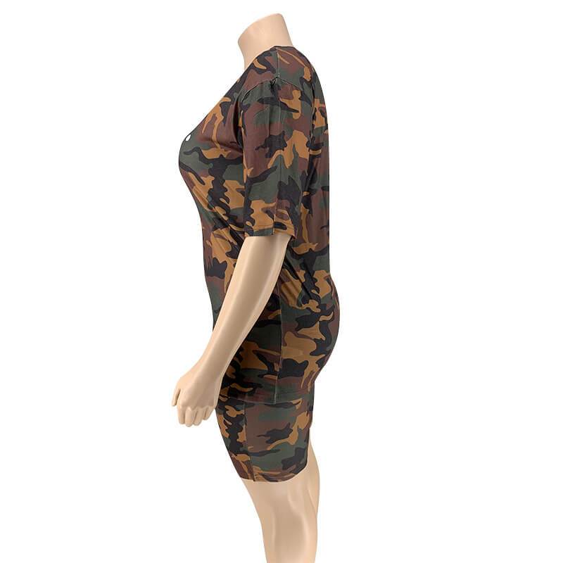 Plus Size Camouflage Fashion Set - camouflage side