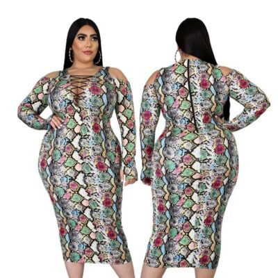 Plus Size Snake Print Dress - Plus Size Dresses | Chic Lover - snake paeetrn main picture