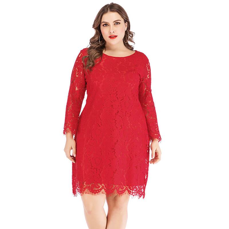 Plus Size Lace Wedding Dresses - red positive