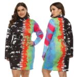 Large Size Color Inkjet Dress - multi main picture