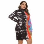 Large Size Color Inkjet Dress - multi color