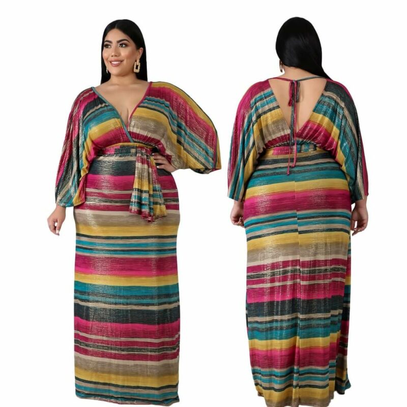 Oversized Tie Long Dress - strip main picture