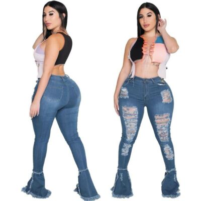 Plus Size Distressed Ripped Jeans - main picture