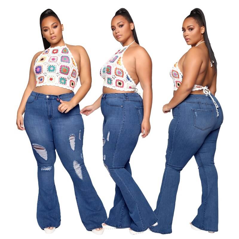 Plus Size Flare Jeans Tall - dark blue color
