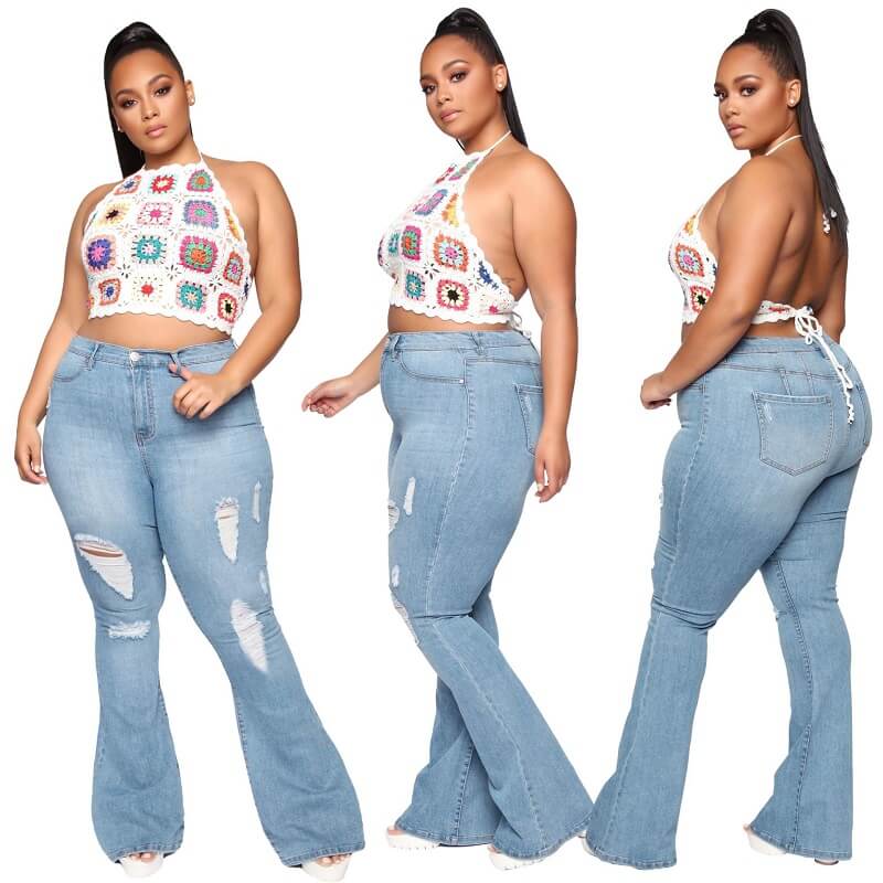 Plus Size Flare Jeans Tall - light blue color