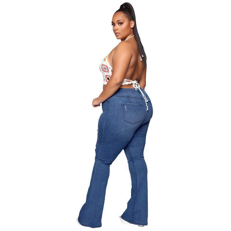 Plus Size Flare Jeans Tall - dark blue side