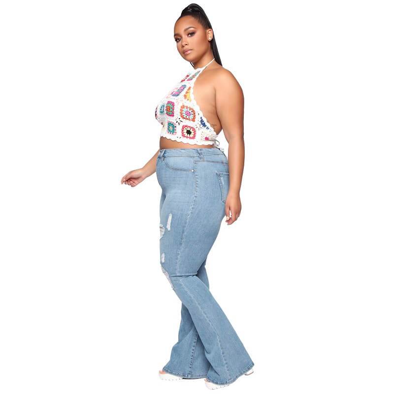 Plus Size Flare Jeans Tall - light blue side