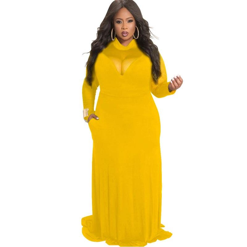 Plus Size Velvet Dress - yellow color