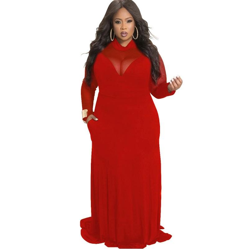 Plus Size Velvet Dress - red color