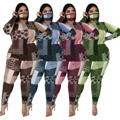 Plus Size Printed Long Sleeve Sets