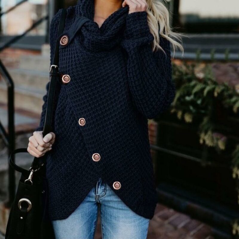 Plus Size Distressed Sweater - navy blue  color