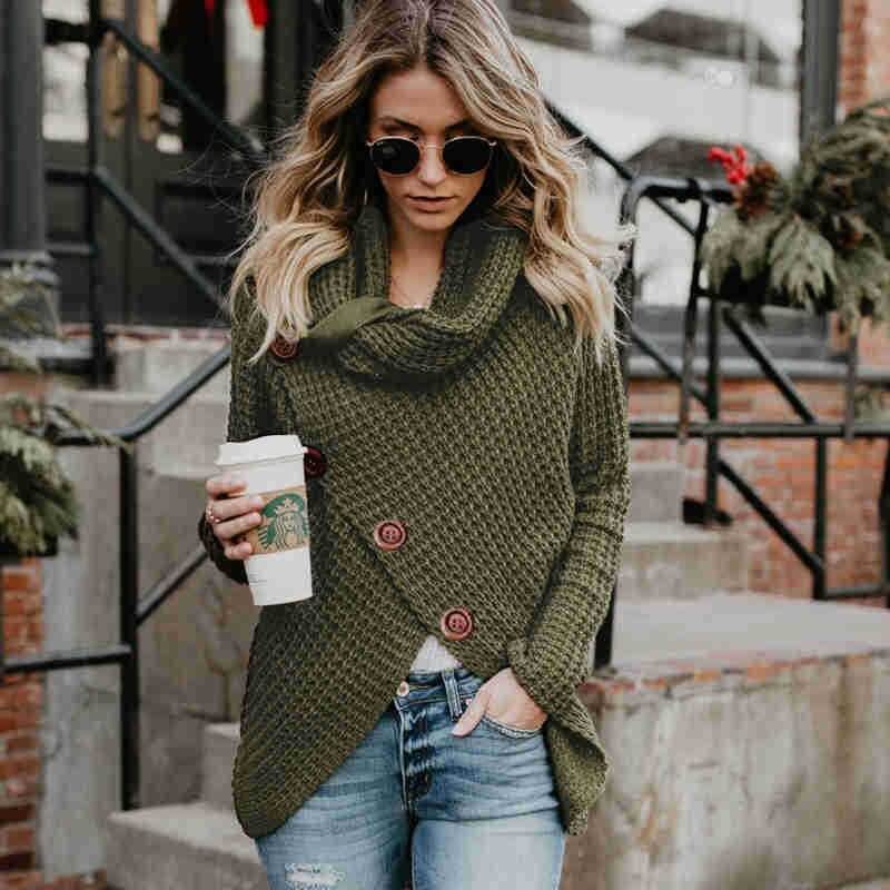 Plus Size Distressed Sweater - green color