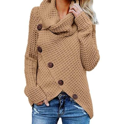 Plus Size Distressed Sweater - khaki color