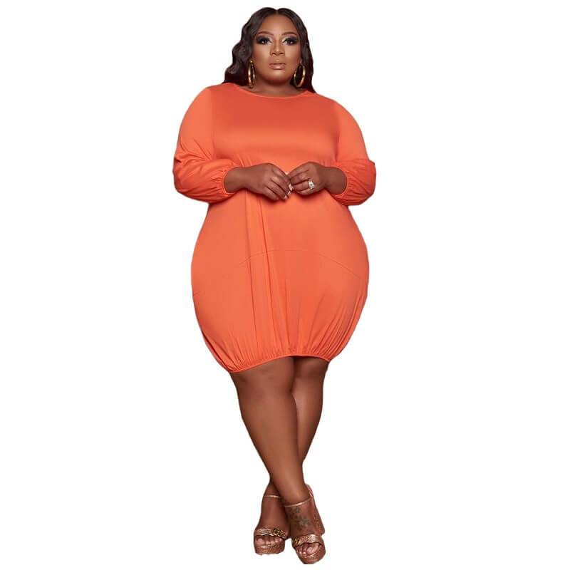 Plus Size Wrap Dress - orange color