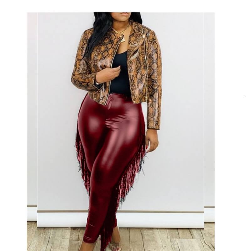 Plus Size Flowing Suppi Pants - red color