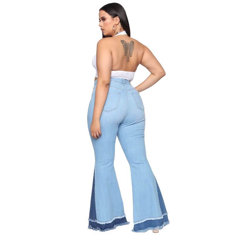 Stretch Flare Jeans Plus Size - light  blue back