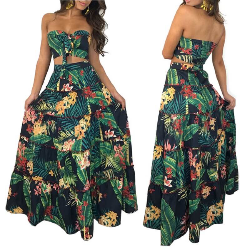 Large Size Green 2-piece Skirt - main picture