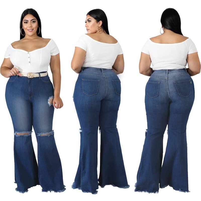 Frayed Hem Jeans Plus Size - main picture