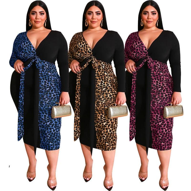 plus size leopard dress - three colors main picture