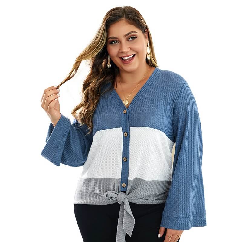 Plus Size Duster Sweater - blue color