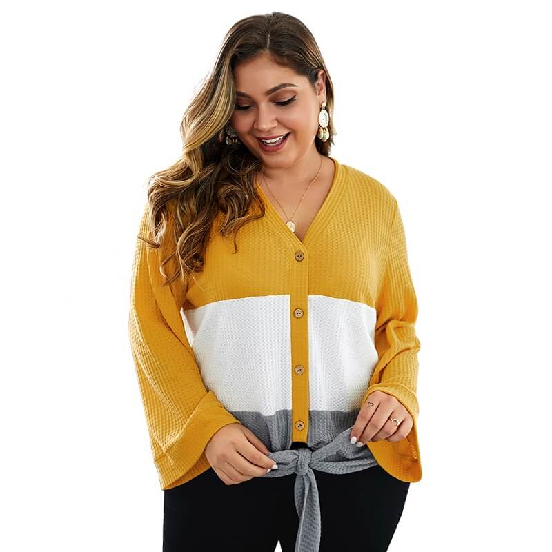 Plus Size Duster Sweater - yellow color