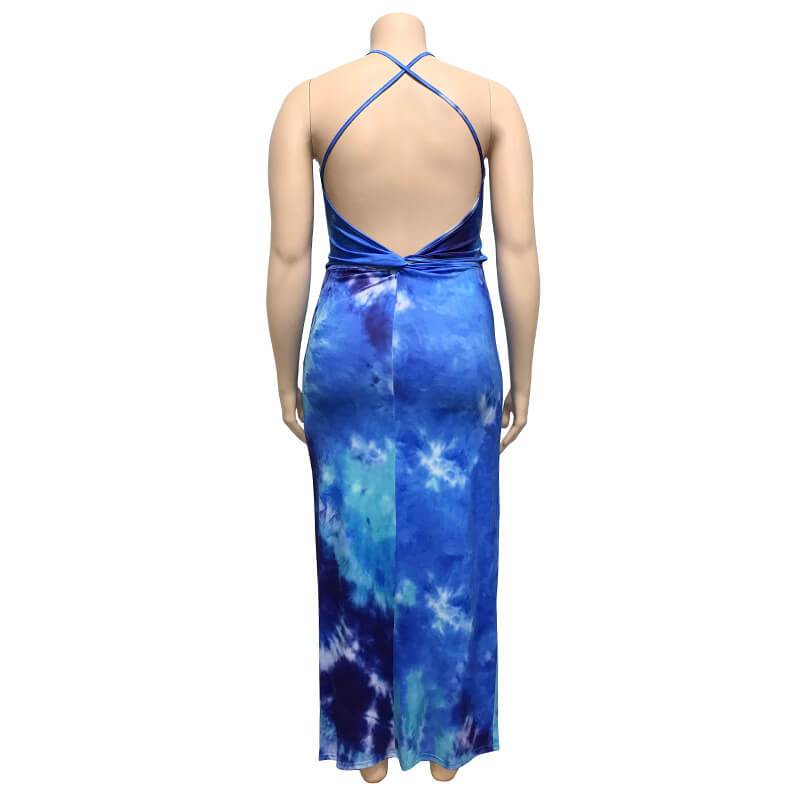 Ladies Plus Size Dresses - blue back