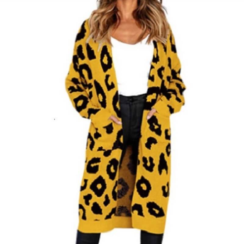 Plus Size Leopard Sweater - yellow color