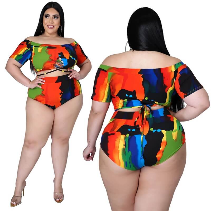 Oversized One-shoulder Swimsuit Suit - multicolor color