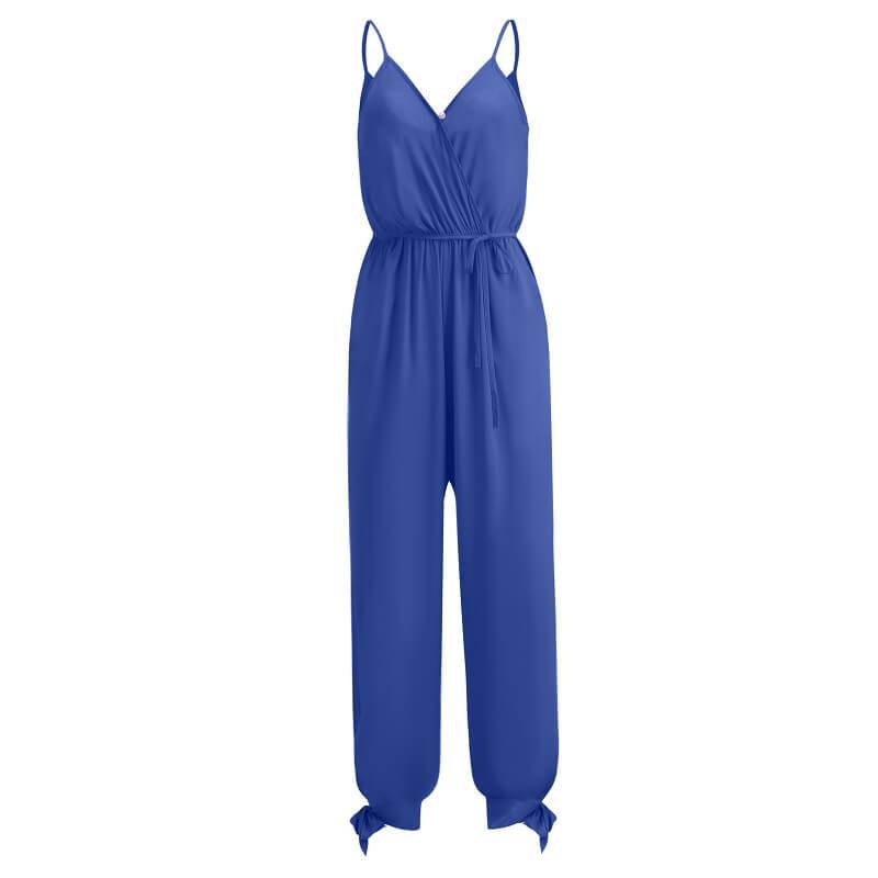 Plus Size Floral Jumpsuit  - color blue color
