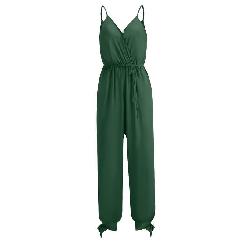 Plus Size Floral Jumpsuit  - green color