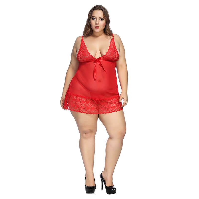 Plus Size Oversized Sexy Suspender Skirt - red front