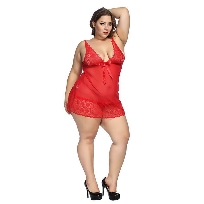 Plus Size Oversized Sexy Suspender Skirt - red side