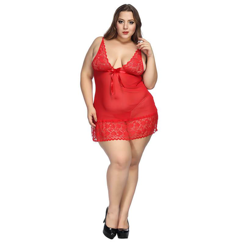 Plus Size Oversized Sexy Suspender Skirt - red positive