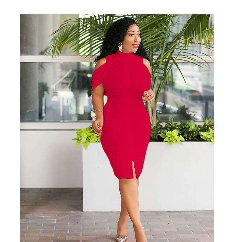 Plus Size Bandage White Dress - red color