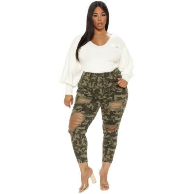 Plus Size Camouflage Jeans  - main picture