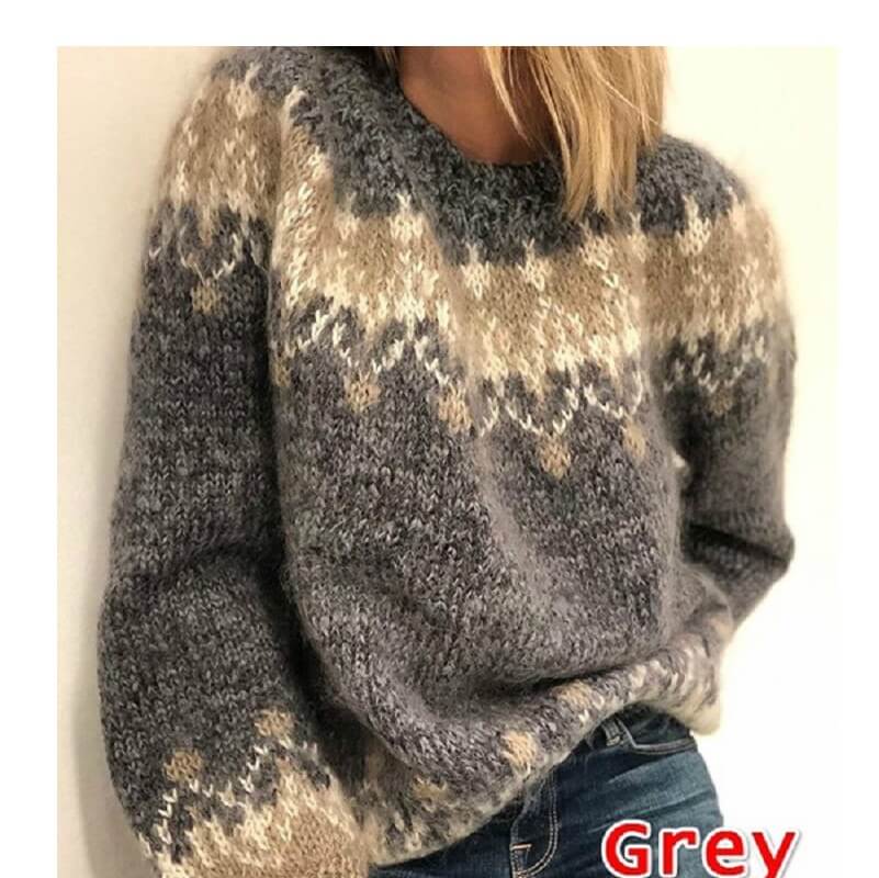 Plus Size Chunky Knit Sweater - grey color