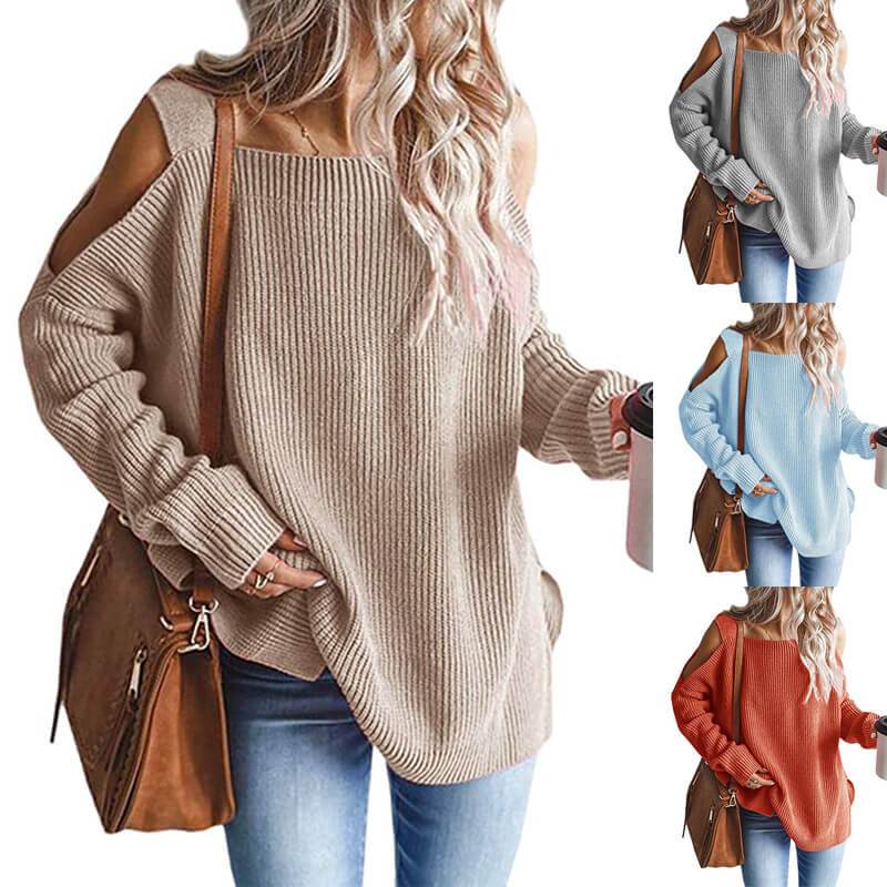 Plus Size Cold Shoulder Sweater - main picture